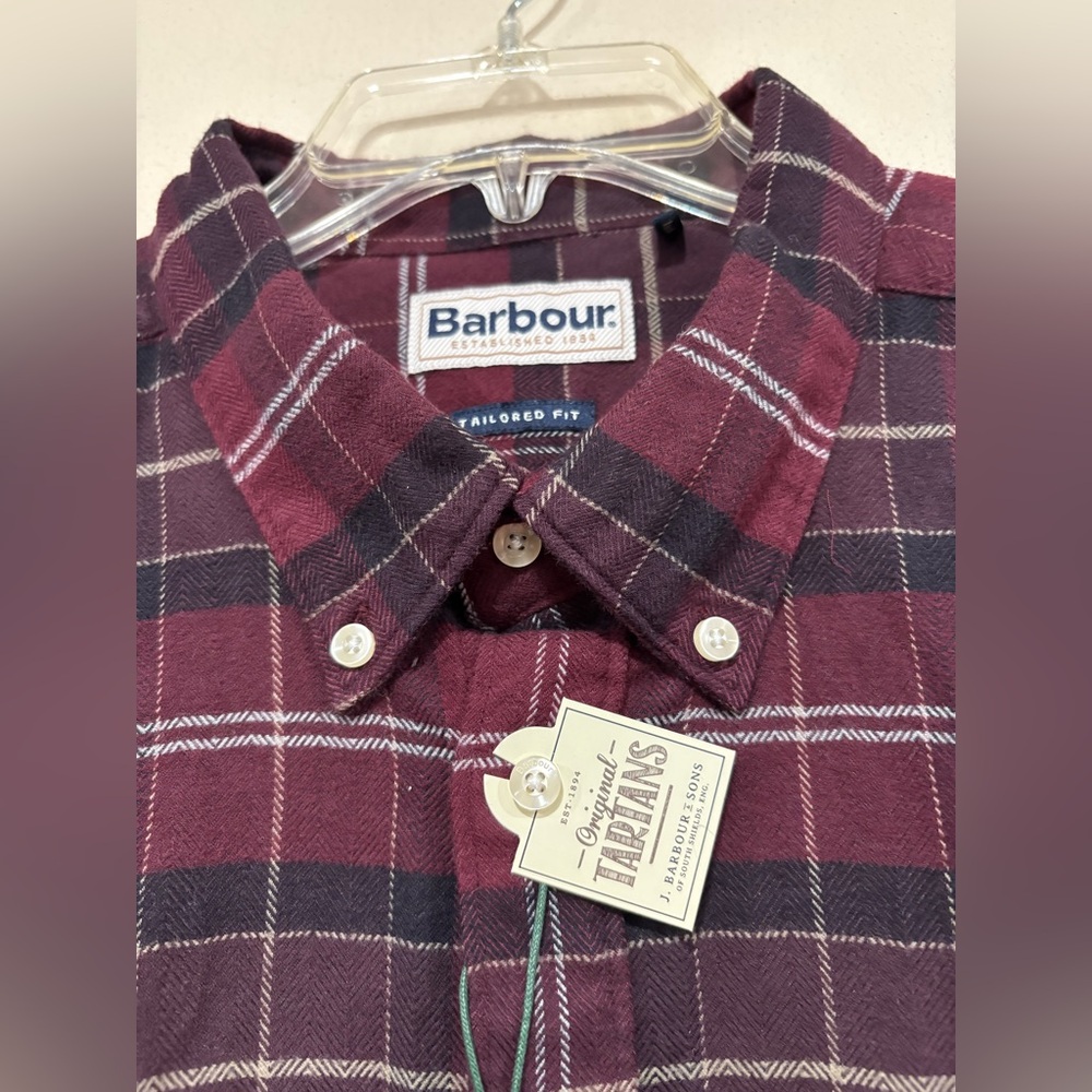 NWT Barbour Kyeloch Tailored Fit Red Wintered Tartan british style Shirt US XL - Picture 5 of 8